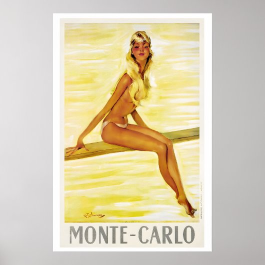 Monte Carlo Monaco Vintage Travel Poster (Devant)