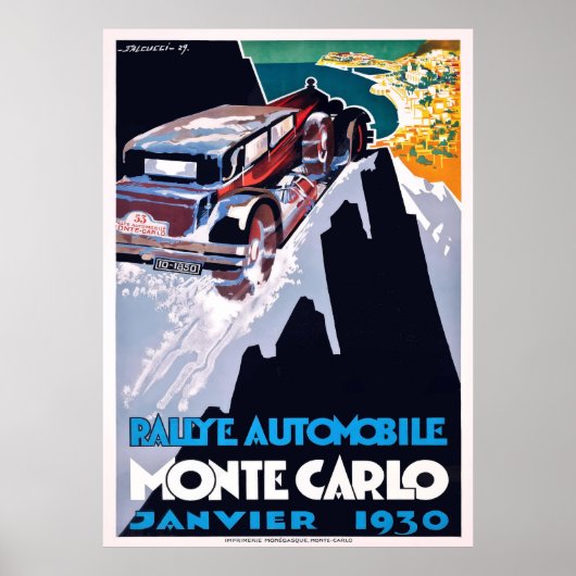 Monte Carlo Rallye Auto 1930 Poster (Voorkant)