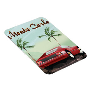 Monte Carlo sportwagen reisposter Magneet
