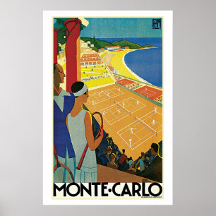 Monte Carlo Tennis Travel Ad Poster