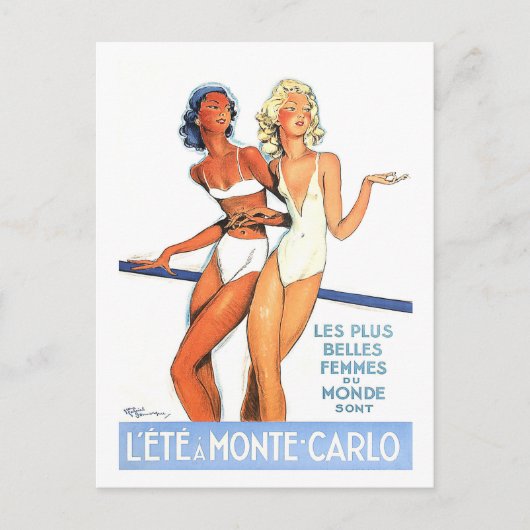 Monte Carlo, vrouwen in een badpak, , reizen Briefkaart (Voorkant)