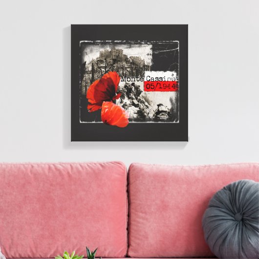 Monte Cassino Battle WW2 Czerwone Maki Poland Canvas Afdruk (Insitu (Woonkamer))