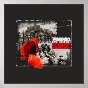 Monte Cassino Battle WW2 Czerwone Maki Polen Poster
