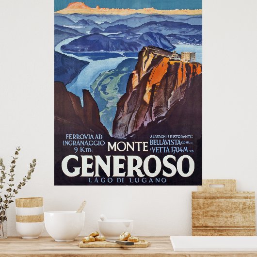Monte Generoso, Lugano-meer, uitzicht uit de berg Poster (Keuken)