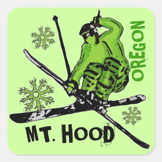 Monte Hood Oregon vert skier autocollants (Devant)