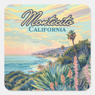 Montecito California Santa Barbara Coastline Vierkante Sticker