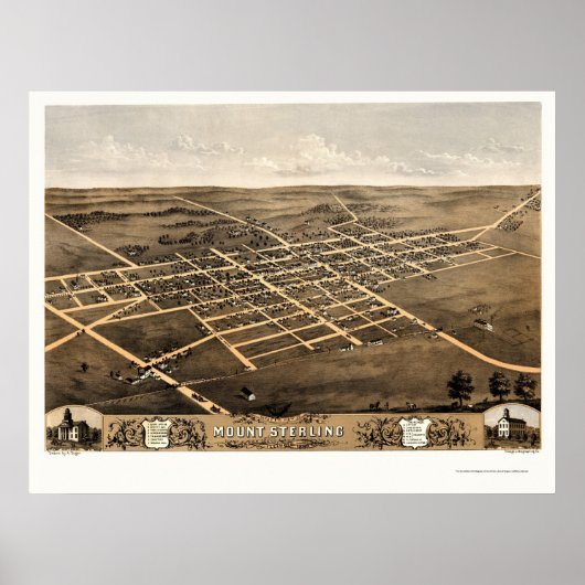 Monteer Sterling, IL Panorama Map - 1869 Poster (Voorkant)