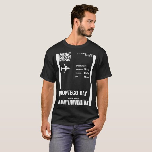 Montego Bay Jamaica Boarding Pass Airline Ticket T T-shirt (Voorkant volledig)