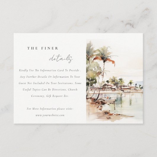 Montego Bay Jamaica Landschap Huwelijksdetails Informatiekaartje (Voorkant)