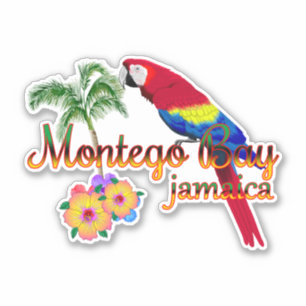 Montego Bay Jamaica Tropical Parrot Sticker