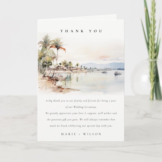 Montego Bay Jamaica Waterverf bruiloft Bedankkaart (Voorkant)