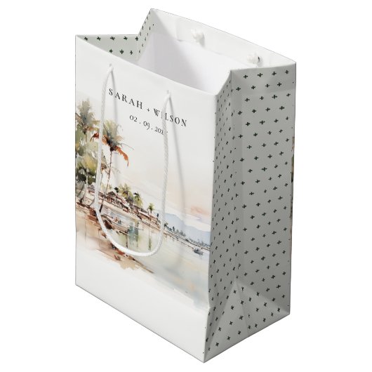 Montego Bay Jamaica Waterverf bruiloft Medium Cadeauzakje (Voorkant Gekanteld)