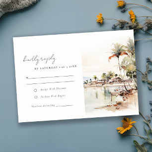 Montego Bay Jamaica Waterverf bruiloft RSVP Kaartje