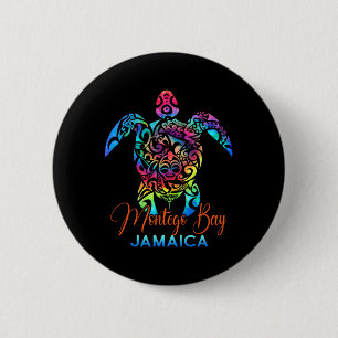 Montego Bay Jamaica Zee Schildpad Familie Vakantie Ronde Button 5,7 Cm