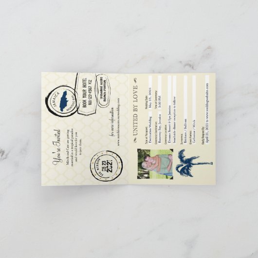 Montego Bay Jamaïque Passport Faire-part de mariag (Intérieur)