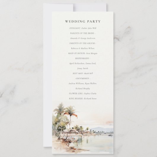 Montego Bay Jamaïque Programme de mariage paysager (Dos)