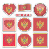 Montenegrijnse stickers en vlag, hart/sport (Voorkant)