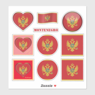 Montenegrijnse stickers en vlag, hart/sport