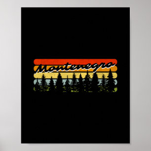 Montenegro Bos Zonsondergang Bomen Blokhut Vakanti Poster