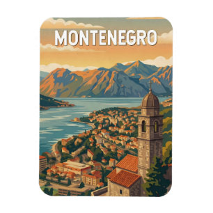 Montenegro Illustratie Reis Kunst Vintage Magneet