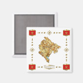 Montenegro Map + Flags Magnet Magneet (Voorkant / Achterkant)