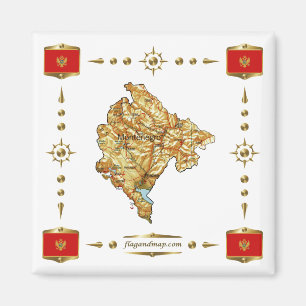 Montenegro Map + Flags Magnet Magneet