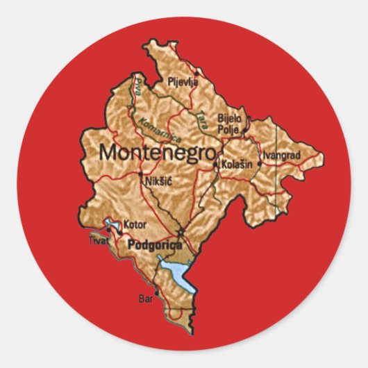 Montenegro Map Sticker (Voorkant)