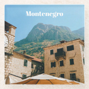 Montenegro stadsgezicht glazen onderzetter