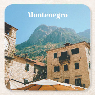 Montenegro stadsgezicht vierkante kartonnen onderzetter