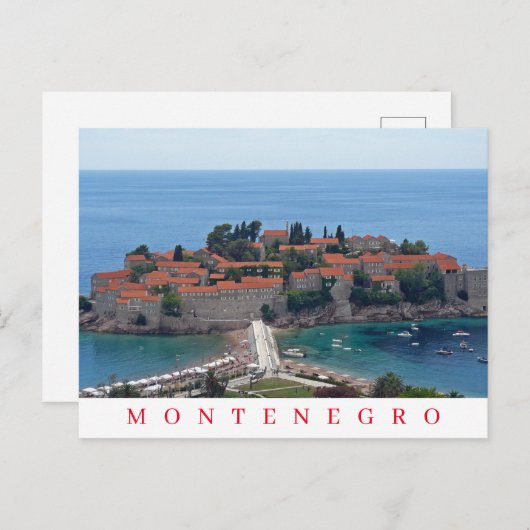 Monténégro Sveti Stefan vue panoramique carte post (Devant / Derrière)