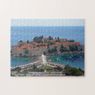 Monténégro Sveti Stefan vue panoramique puzzle