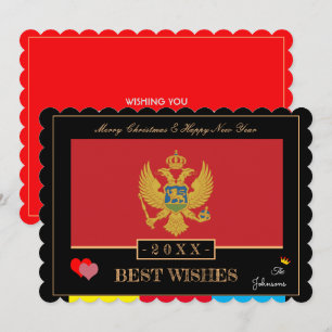 Montenegro Vlag & Gelukkig Nieuwjaar/Beste Wens Ku Feestdagenkaart