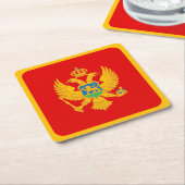 Montenegro vlag vierkante kartonnen onderzetter (Schuin)