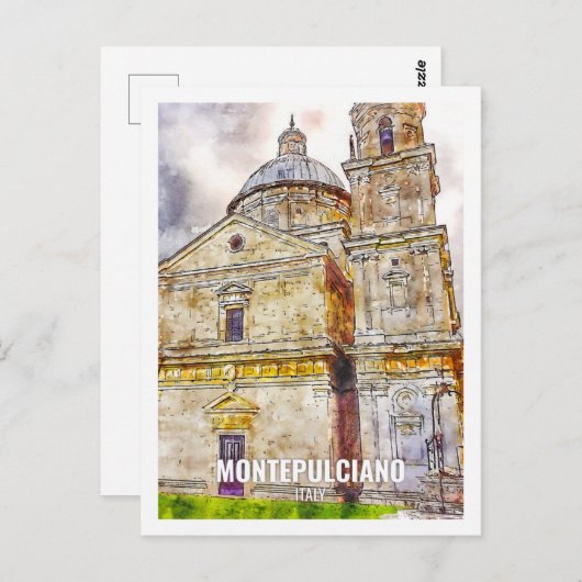 Montepulciano Frankrijk Travel Place Waterverf Briefkaart (Voorkant / Achterkant)