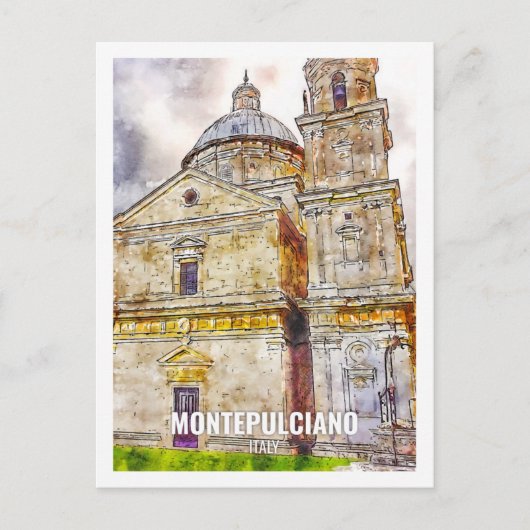Montepulciano Frankrijk Travel Place Waterverf Briefkaart (Voorkant)