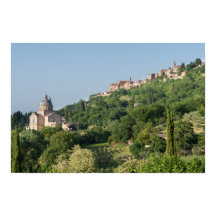 Montepulciano kathedraal en stad poster print