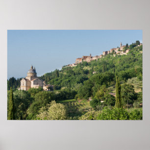 Montepulciano kathedraal en stad poster print