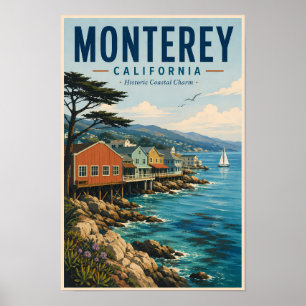 Monterey Bay Californië Illustratie Reis Kunst Poster