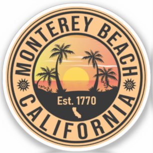 Monterey Beach California Retro Sunset Souvenirs Sticker