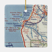 Monterey CA 50's Map Keramisch Ornament (Achterkant)