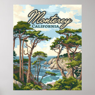 Monterey California Cypress Trees aan de kust van  Poster