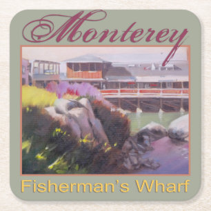 Monterey Fishermans Wharf Schilderachtig Californi Vierkante Kartonnen Onderzetter