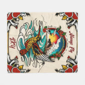 Monterey Tattoo Design: 50 "X60" Fleece Deken (Voorkant (Horizontaal))