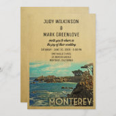 Monterey Wedding Invitation Middeleeuwen Kaart (Voorkant / Achterkant)