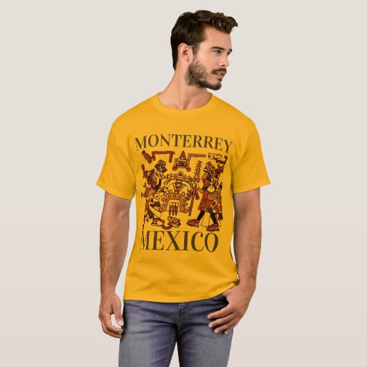 Monterrey Mexico Aztec Design, mannen T-shirt (Voorkant volledig)