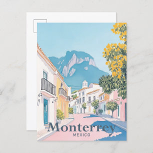 Monterrey Mexico Waterverf reisillustratie Briefkaart