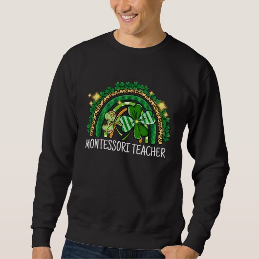 Montessori Teacher Rainbow Lucky St Patrick's Day Trui (Voorkant)