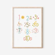 Montessori tellen tot 10 Print Poster