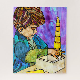 Montessori Yellow Knobless Cylinder Puzzle Legpuzzel