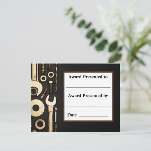 Monteur. Certificaat van erkenning. Aankondiging (Staand voorkant)